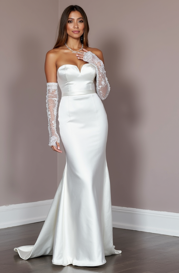 Elegant White Mermaid Wedding Gown with Beaded Embellishments for Extra Sparkle