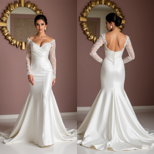 Timeless White Mermaid Wedding Dress with a Corset Back for a Secure Fit