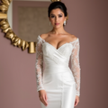Timeless White Mermaid Wedding Dress with a Corset Back for a Secure Fit
