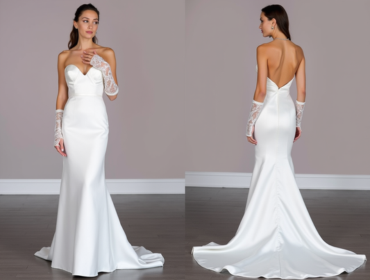 Timeless White Mermaid Wedding Dress with a Corset Back for a Secure Fit