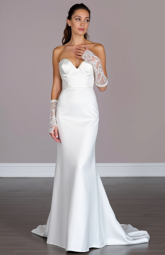 Timeless White Mermaid Wedding Dress with a Corset Back for a Secure Fit
