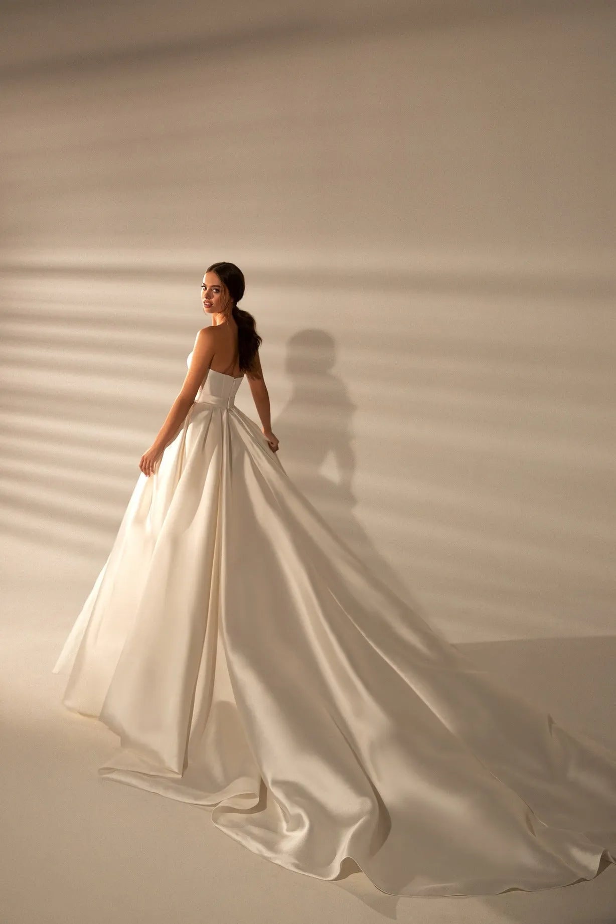 Sweep Train Backless Simple Sexy V Neck Satin Wedding Dress Sweep Train Backless Simple Sexy V Neck Satin Wedding Dress