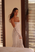 Luxurious Mermaid Wedding Gown with Sequin Lace, Strapless Sweetheart Neckline, and a Flattering Natural Waistline for a Glamorous Bridal Look