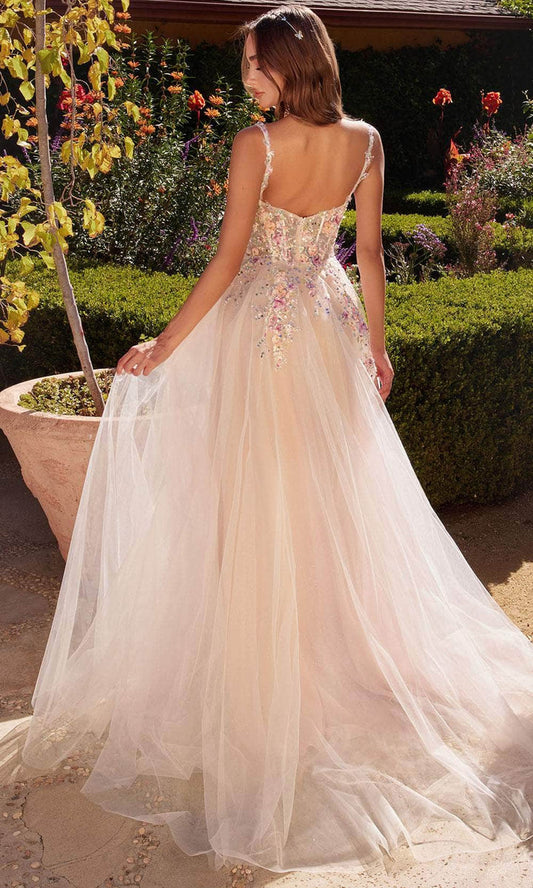 Fairy Ivory Tulle Prom Dress A-Line Sweetheart Glitter 3D Flowers Ruched Formal Evening Dress Floor Length Party Gown