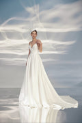 Chic A-Line Wedding Gown with Straps, Sweetheart Neckline, and a Natural Waistline for a Modern and Elegant Bridal Look