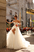 Classic Wedding Gown For Women Appliques Off the Shoulder Lace Up Charming Side Slit Vestidos De Novia Customised