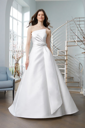 2 en 1 robe de mariée de sirène moderne sans manche arc satin trains de mariée princesse vestido de novia