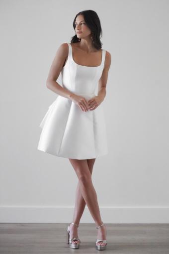 Short Mini Satin Wedding Dress Square Collar Removable Bow Robe De Mariee Spaghetti Straps Backless A-line Bride Party