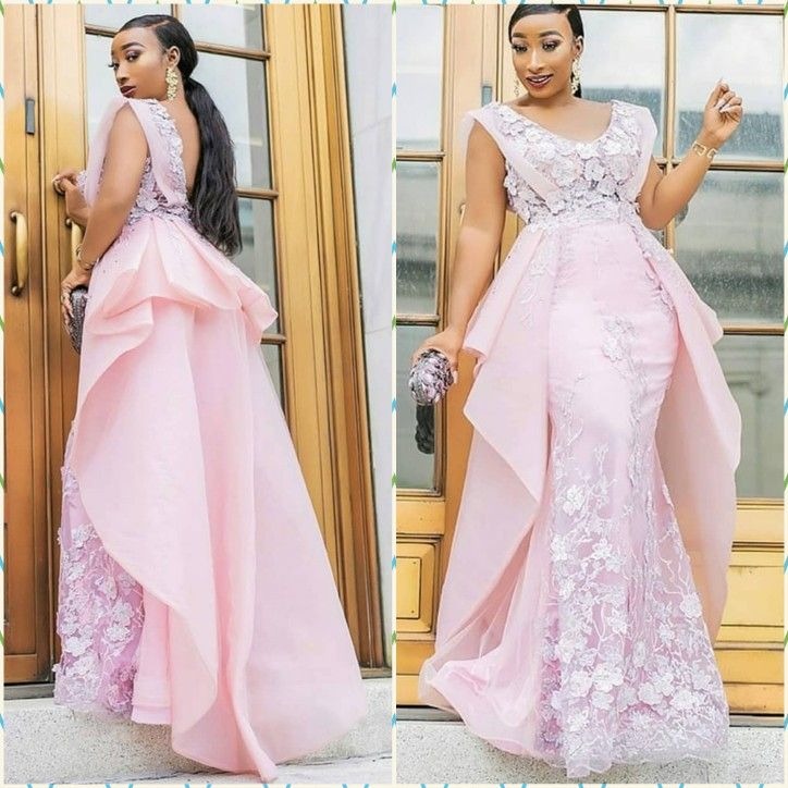 Chic Pink Scoop Mermaid Prom Dresses Lace Satin Chiffon Women Formal Dress Custom Made Plus Size Evening Gowns