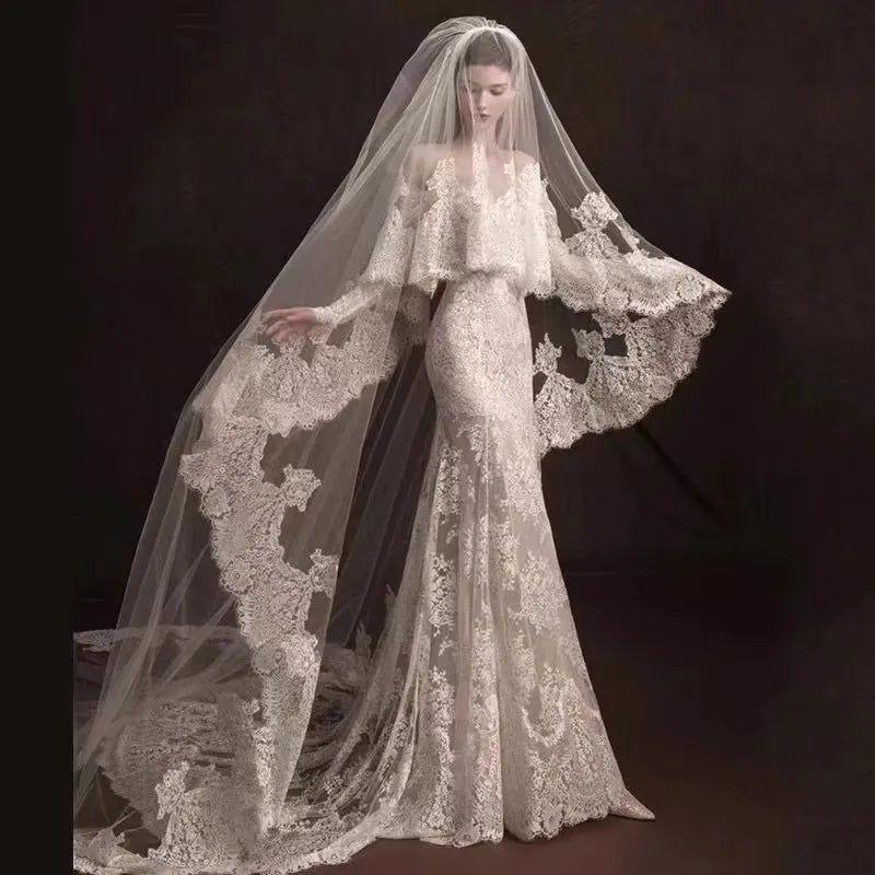 Fall In Love Dress Vintage Lace Wedding Jurk Luxe kanten Appliques off-shoulder lange mouwen Mermaid vrouwen bruidsjurk vestidos