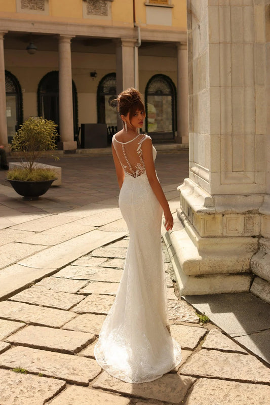 Classic Wedding Gown For Women Appliques Jewel Neck Cap Sleeve Illusion Vestidos De Novia Customised