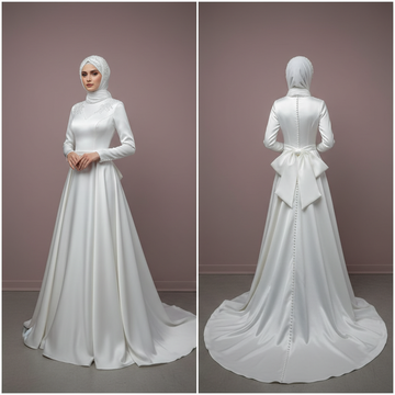 Handcrafted Muslim Bridal Dress for Women Arabic Wedding Style