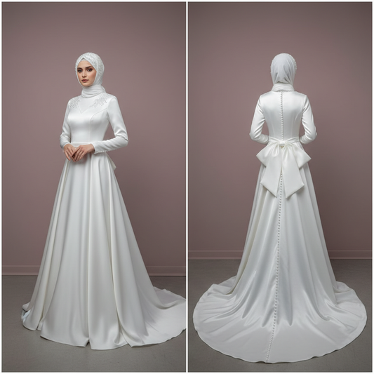 Handcrafted Muslim Bridal Dress for Women Arabic Wedding Style