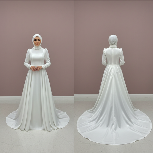 Luxury Modest Muslim Bridal Dress for Women Arabic Dubai Collection