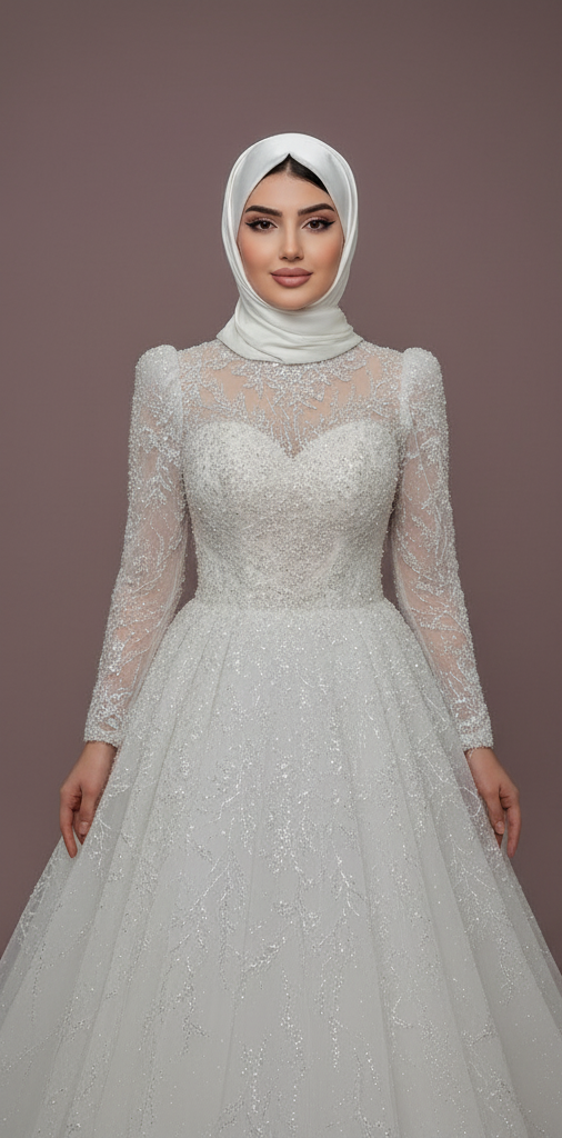 Custom Made Bridal Gown with Long Sleeves and Soft Tulle Wedding Dress WHITE