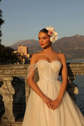 Elegant Wedding Dresses Sweetheart One-shouder Appliques Draped Lace up Backless Marriage Bride Gown