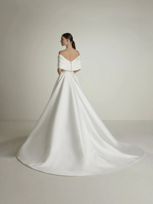 2 en 1 robe de mariée de sirène moderne sans manche arc satin trains de mariée princesse vestido de novia