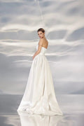 Elegant A-Line Wedding Gown with Strapless Sweetheart Neckline and a Flattering Natural Waistline – Modern Bridal Dress