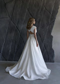 Elegant Simple A-Line Wedding Dress with Strapless Design and V-Neckline for a Stunning Look