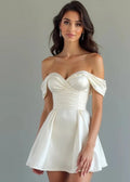 Off Shoulder Short Wedding Dress Helsi Audrey Square-Neck Floral Applique Sheer Midi Dress