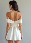 Off Shoulder Short Wedding Dress Helsi Audrey Square-Neck Floral Applique Sheer Midi Dress
