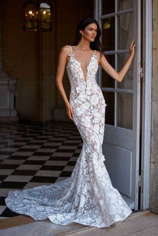 2 su 1 abito da sposa sirena moderna manica a maniche papi raso da sposa abito da sposa Princess Vestido de nolia