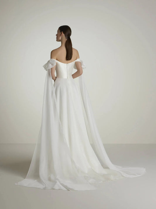 2 en 1 robe de mariée de sirène moderne sans manche arc satin trains de mariée princesse vestido de novia