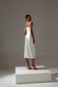 Sheath silhouette Wedding dress spaghetti with scoop neckline natural waistline