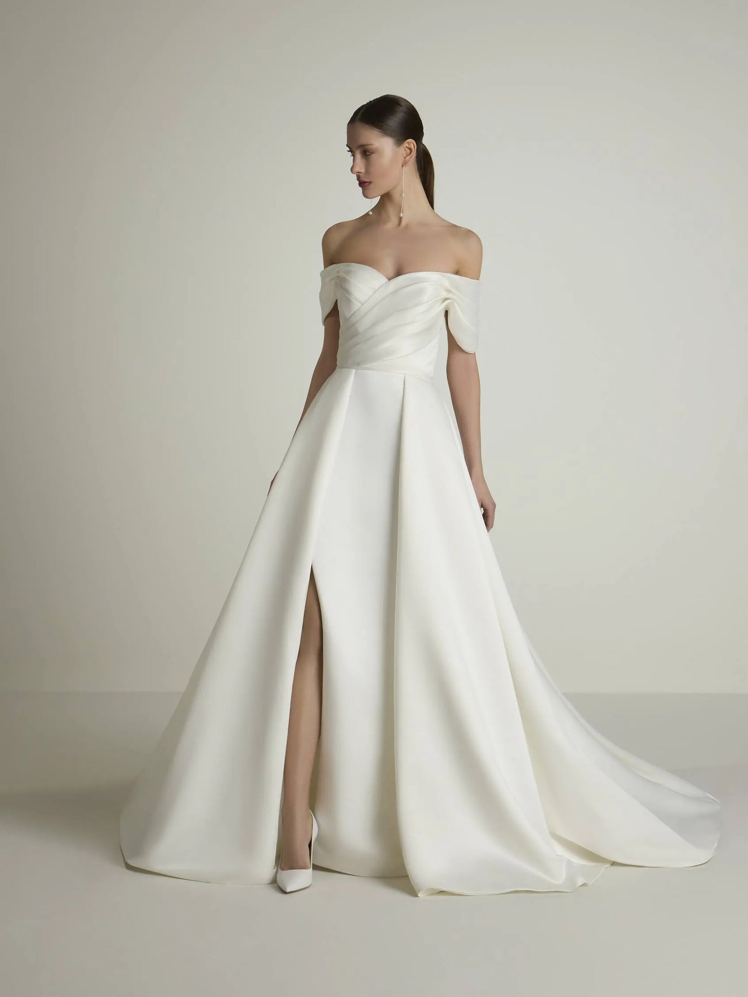 2 en 1 robe de mariée de sirène moderne sans manche arc satin trains de mariée princesse vestido de novia