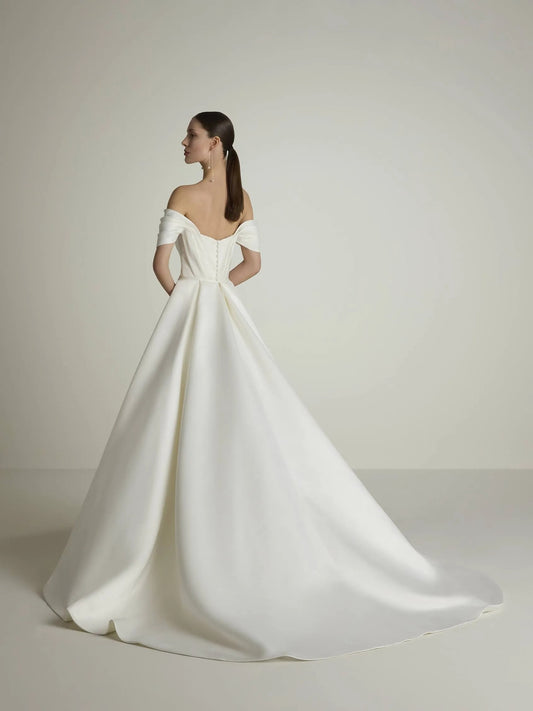 2 en 1 robe de mariée de sirène moderne sans manche arc satin trains de mariée princesse vestido de novia