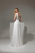 Bohemia Wedding Dresses Deep V-Neck A-Line High Waist Pleats Bridal Gowns Long Sleeves Backless Bride Dress