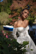 New Exquisite Wedding Dress Lace White Bridal Gowns Off Shoulder Long Sleeve Bride Dresses Sweetheart Wedding Gowns Corset Back