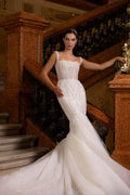 Elegant Mermaid Wedding Dresses Shiny Party Appliques Spaghetti Straps Gown