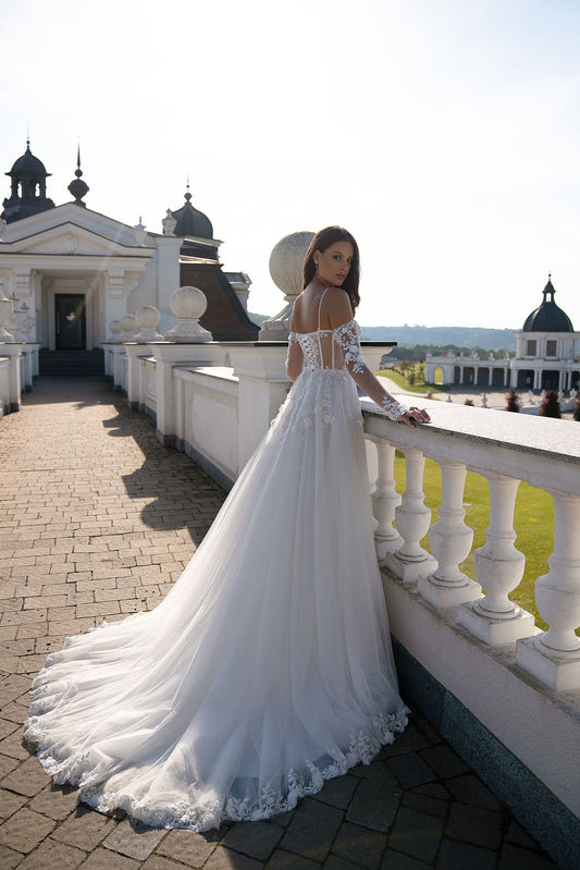 Exquisite White deceny Formal Gowns Sweet Heart Sweep Trian Lace Appliques ornament Wedding Sexy backless bridal Gown