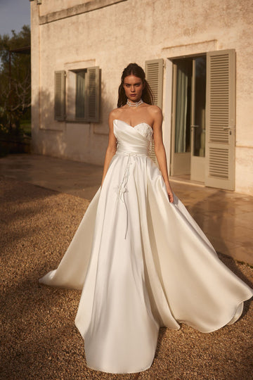 Luxury Satin Wedding Dresses A-line Bridal Gown High Quality Bride Dresses Vestidos De Novia