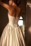 Graceful Strapless With Corset Bride Robe Shiny Sequins Beads Wedding Dress High Quality Bridal Gown