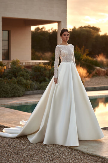 Sexy Illusion Backless Bride Robe Graceful Boat Neck Long Bridal Gown Customized Robe De Mariée