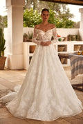 Modest Lace Appliques Wedding Dresses For Bride Back Zipper A-line Bridal Gown Vestido De Novia