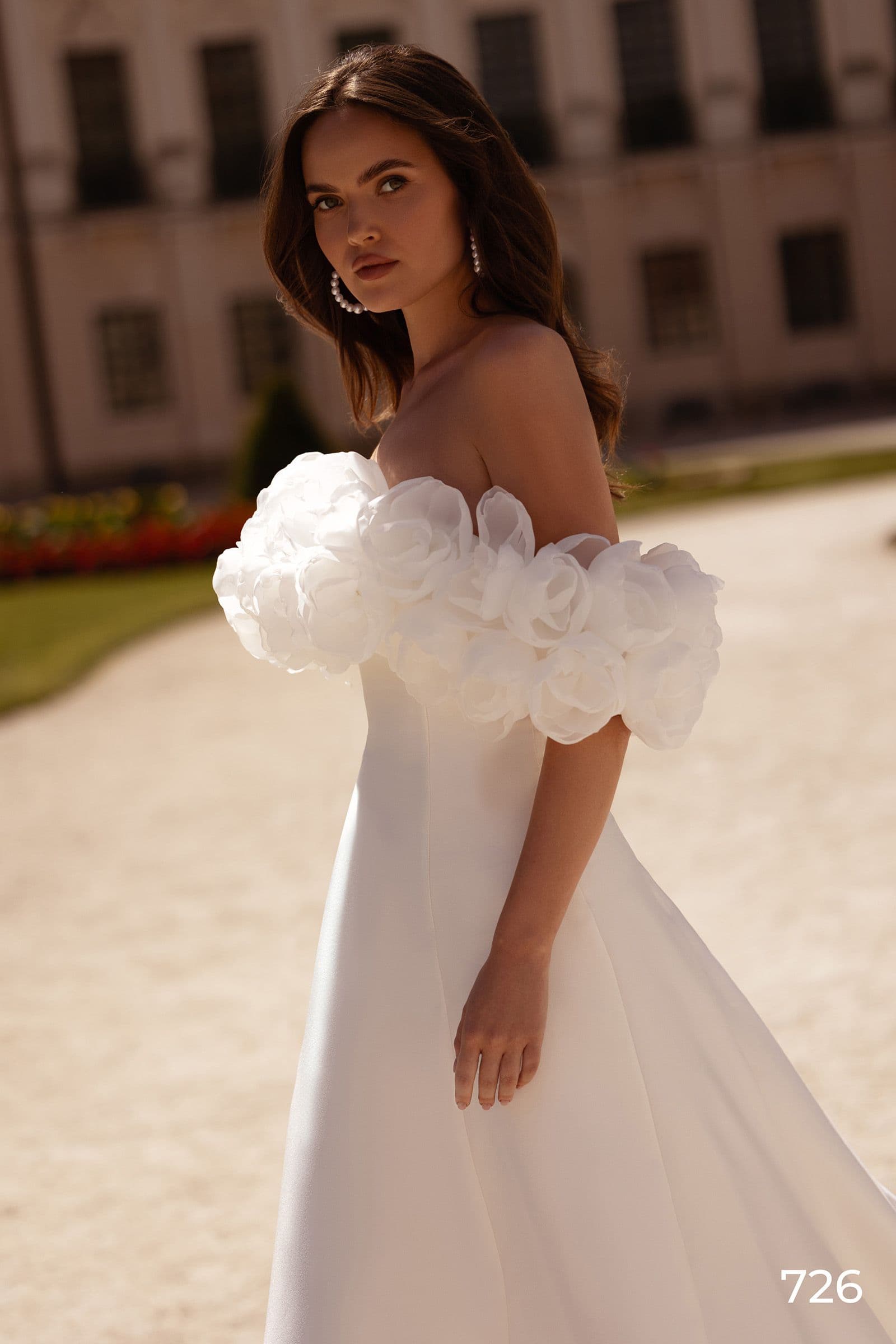 Wedding Dress Crepe Fashion A-Line Off Shoulder Floor-Length Elegant Exquisite Morden style Luxury