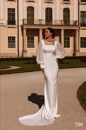 Wedding Dress Mermaid Simple Long Sleeves White Ivory Bridal Gown Vestido De Noiva