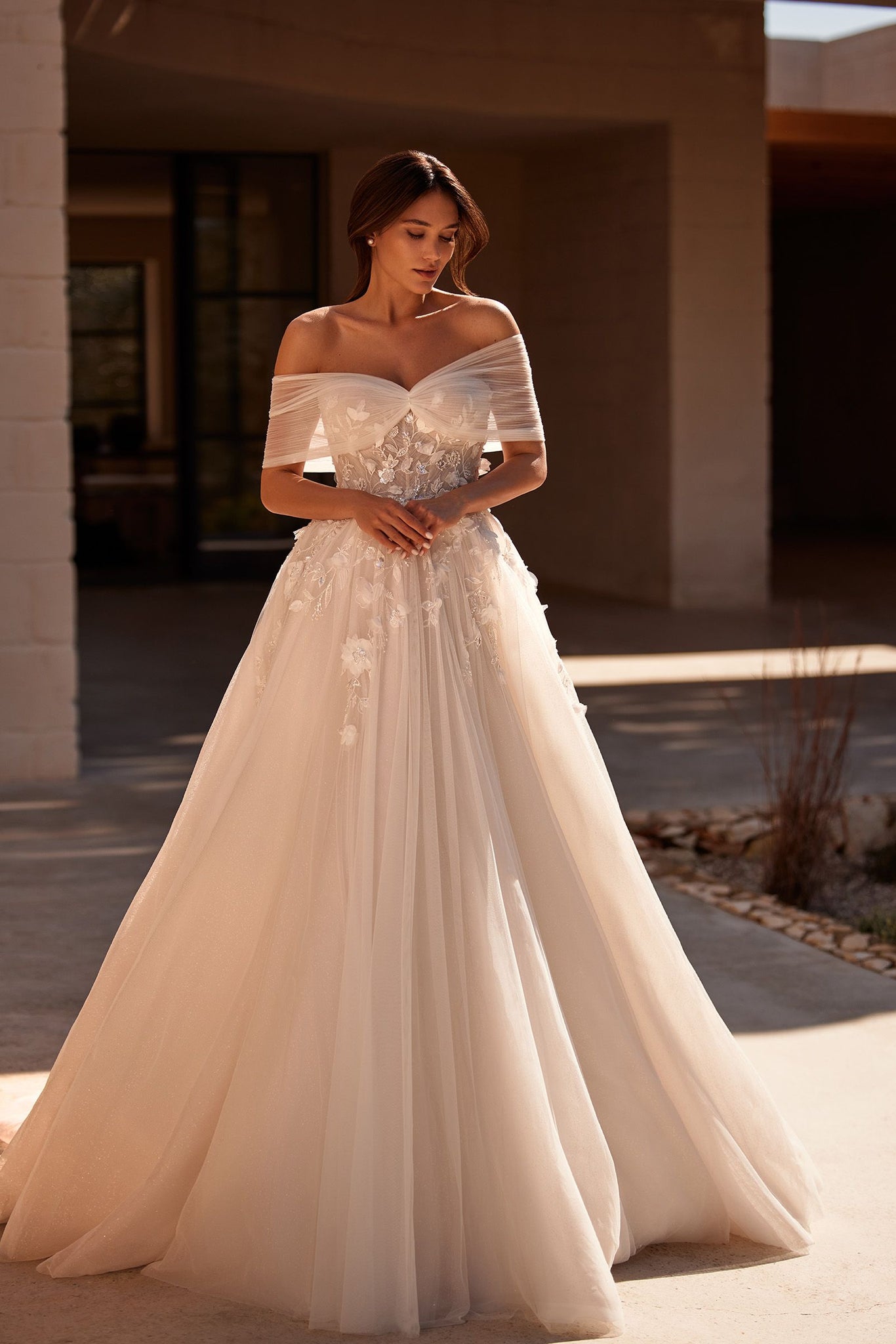 Sweet Bow-tie Shoulder Bride Dress Customized Women's Classic Wedding Dresses, Strapless Long Bridal Gown