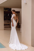 Glamorous Mermaid Wedding Dresses Luxury Lace Appliques Long Sleeves Bridal Gowns