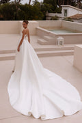 Simple Strapless A-Line Wedding Dresses Lace-up Princess Draped Wedding Party Bridal Gown Open Back Vestidos de Novia