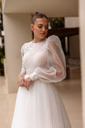 Wedding Dresses Long Sleeve Appliques Lace Modern Bridal Dress Tulle Bride Gowns Vestidos De Novia Customized