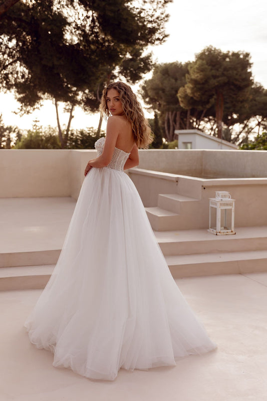 Trendy Sweetheart Wedding Dress Bridal for Woman A-line Appliques Sleeveless Novias Customized