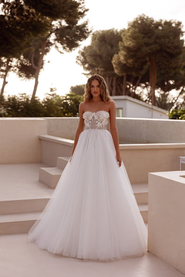 Trendy Sweetheart Wedding Dress Bridal for Woman A-line Appliques Sleeveless Novias Customized