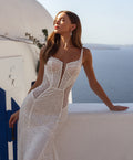 Sweetheart Glitter Bridal Dresses Elegant Mermaid Floor Length Empire Waist Corset Wedding Dress