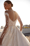 Wedding dress Off Shoulder Long Sleeves Sequin Lace Bride Dress luxurious Women