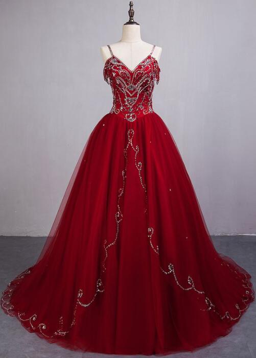 V-Neck Vestido De Debutante Quinceanera Dresses New Fascinating Tulle Spaghetti Straps Formal Celebrity Gown