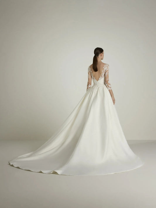 2 en 1 robe de mariée de sirène moderne sans manche arc satin trains de mariée princesse vestido de novia